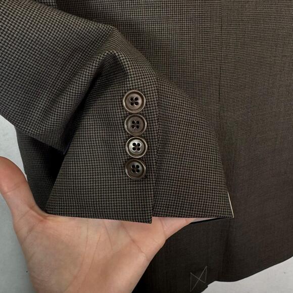 NWT Brooks Brothers Stretch Wool Brown Check Pattern Suit Jacket Size 45L $239 - Picture 6 of 9